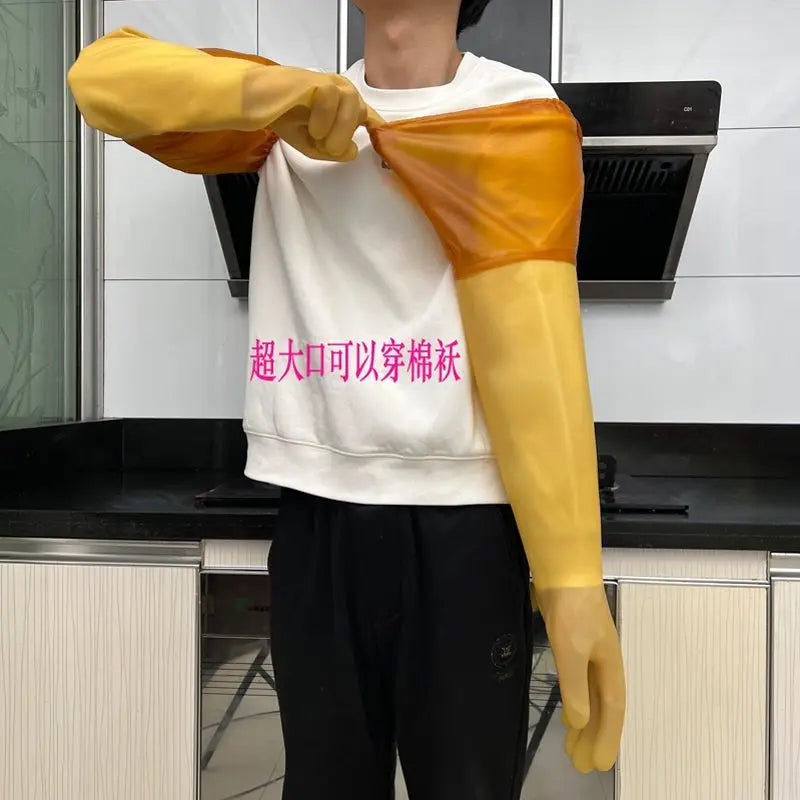 Sandblasting machine hand sleeve thickened wear-resistant rubber latex water and acid and alkali resistant gloves