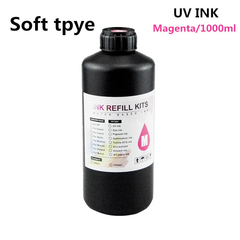 UV Hard Ink 1000ML UV Ink For Epson XP600 TX800 XP-600 L800 L805 L1800 R290 R300 1390 1400 1410 1430 DX5 DX7 DX10 UV Printer