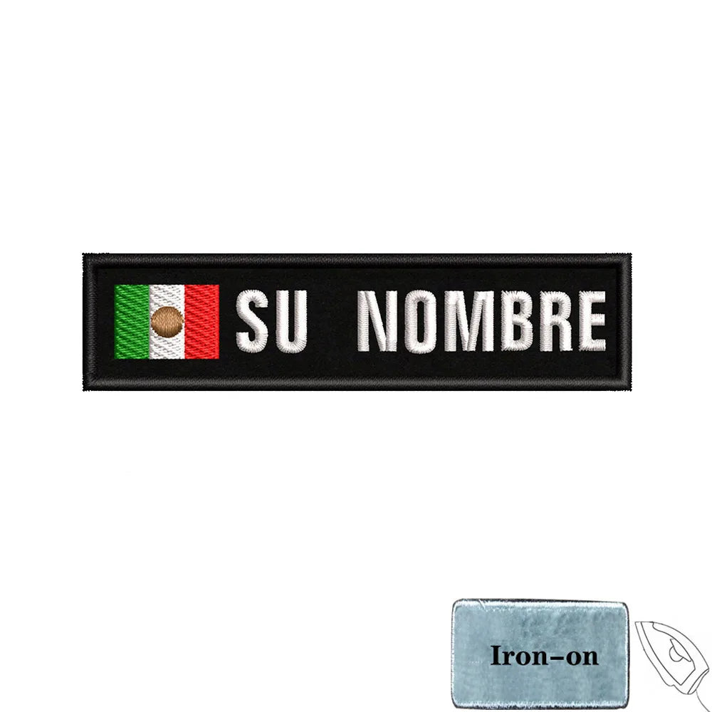 1PC 10cmX2.5cm Custom Name Flag Patch Stripes Badge Iron On Or Hook Loop Armband Germany Luxembourg Armenia Serbia Singapore
