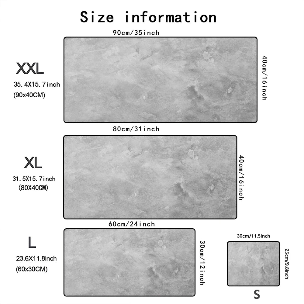 Grey series Mouse Pad Large Computer Office Game Table Mats XXL Rubber Anti-slip Gaming Keyboard Mousepads Long Desk Pads