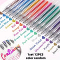 Set of 12 or 24 Glitter Pens, Liquid Sand Pens, Shimmer Gel Pens, and Aurora Glitter Pens—perfect for journaling and drawing
