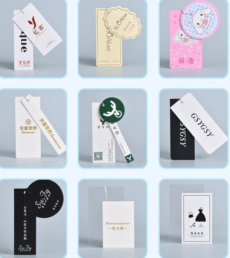 500PCS Custom Logo Any Size Shapes Clothing Hang Tags Paper Labels Brand Business Handmade Merchandise Hang Personalize