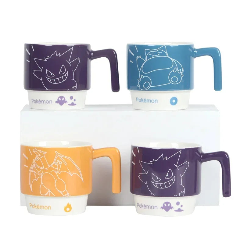 SHUNXIANG Pokémon Ceramic Mugs Coffee Cup Snorlax Stackable Kawaii Anime Boy Girl Breakfast Milk Juice Cup Ceramic Coffee Cup
