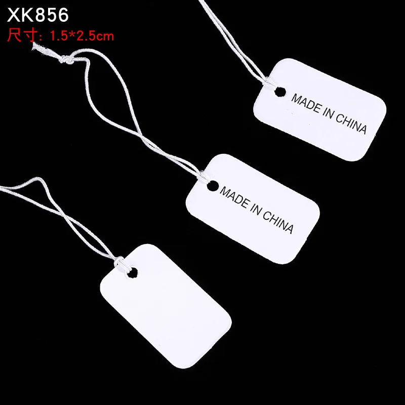 100pcs Jewelry and Jewelry Small Tags DIY Blank Hanging Rope Small Hang Tags Cowhide Elastic Thread Hanging Tags Price Tag