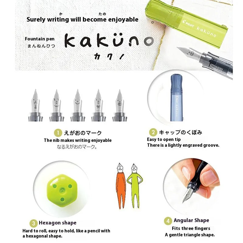 Pilot Kakuno Fountain Pen,Limited Edition Madoromi White (F/M Nib) for Students, Calligraphy& Daily Writing Japanese Stationery