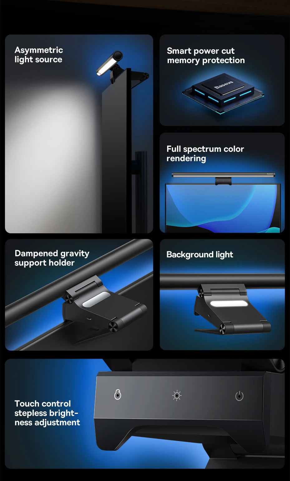 Baseus Screen Light Desk Lamp Computer Light Screen Hanging Light New Table Lamp LCD Monitor Laptop Light USB Study Read Lamp