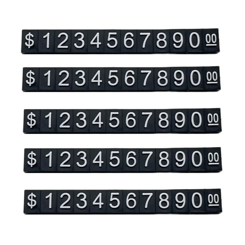 5 Sets Combined Price Tag Euro Dollar Number Digit Cubes Stick For Clothes Phone Laptop Jewelry Showcase Counter Price Display
