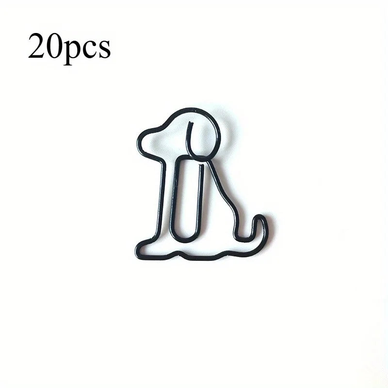 20pcs Colorful Animal Paper Clips - Cute Sitting Dog Design, Iron Material, Perfect for Office Organization