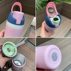 480/710ml Thermos Cup 304 Stainless Steel Straw/Direct Drinking Water Bottle One-touch Open Vacuum Mug for Outdoor,Car,Daily Use