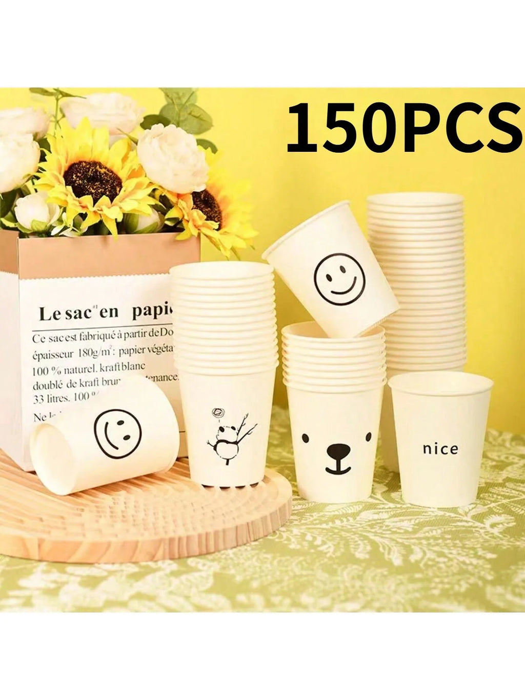 Simple Style Paper Cups, Thickened Office Home Commercial Beverage, Anti-Slip Anti-Leak 250ML, Durable Disposable Drinkware