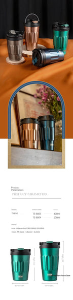 TYESO Vacuum Flasks Thermos Water Bottles 400ml/500ml Stainless Insulated Cup 304 Original Car Tumbler Cold and hot Coffee Mug