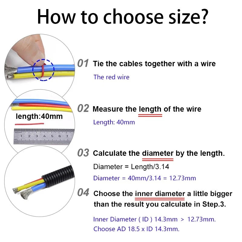1~10m PP Insulated Corrugated Split Loom Tube AD 7.5/10/11.6/13/28.5/34.5mm for Wire Cable Harness Threading Protection Sleeving