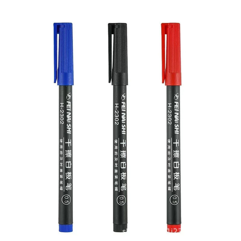 6 Pcs Erasable Whiteboard Pen 0.5/1.0mm Fine Point Black/Blue/Red Ink Blackboard Marker School Office Art Writing Stationery