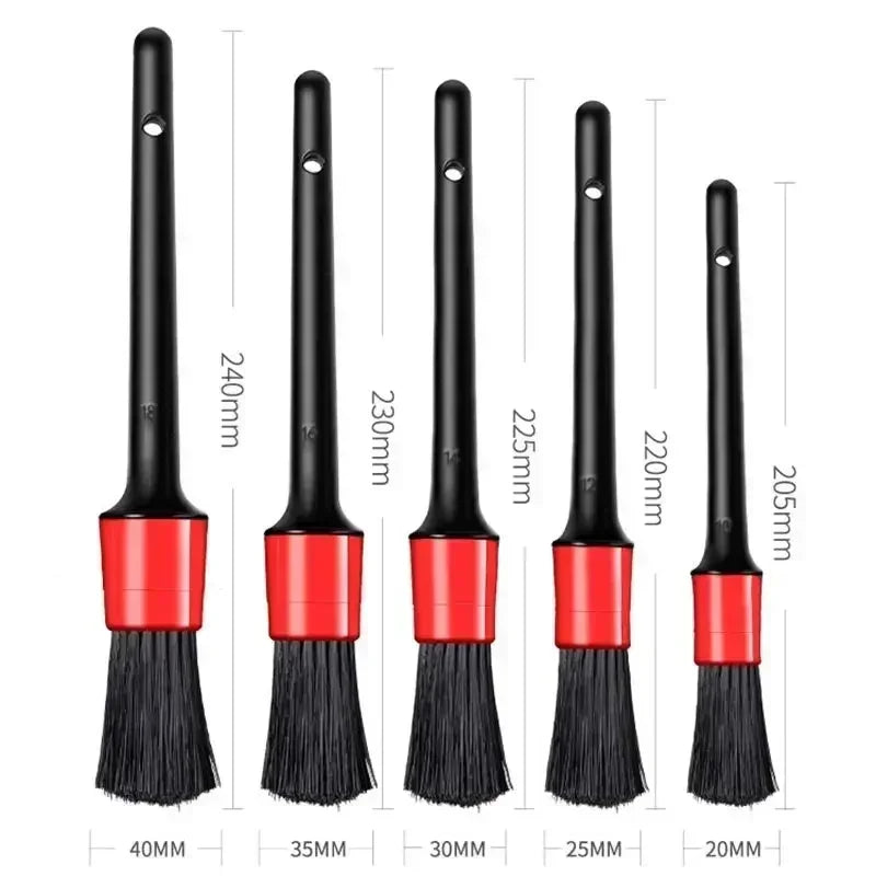 5pcs Soft Car Cleaning Brush Kit Automotive Detail Brushes For Car Interior Detailing Brush Set Wheel Rims Clean Brush Plastic