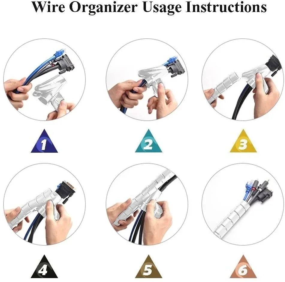 Cable Tube Sleeve Flexible Cord Bundler Wire Wrap Cable Management System Desk Wire Organizer for Office Home TV PC Computer
