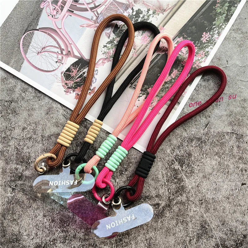 Cellphone Strap Candy Color Rope for Cards Metal Keyring Wrist Lanyard Keychain Portable Cellular Pendant Premium Hand Strap