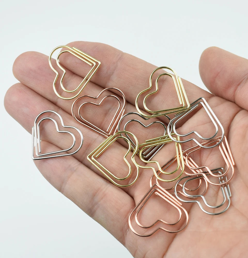 12-Piece Set Heart Paper Clips Colorful Binder for Love Notes Journaling DIY Craft School Supplies Office Organizing Party Favor