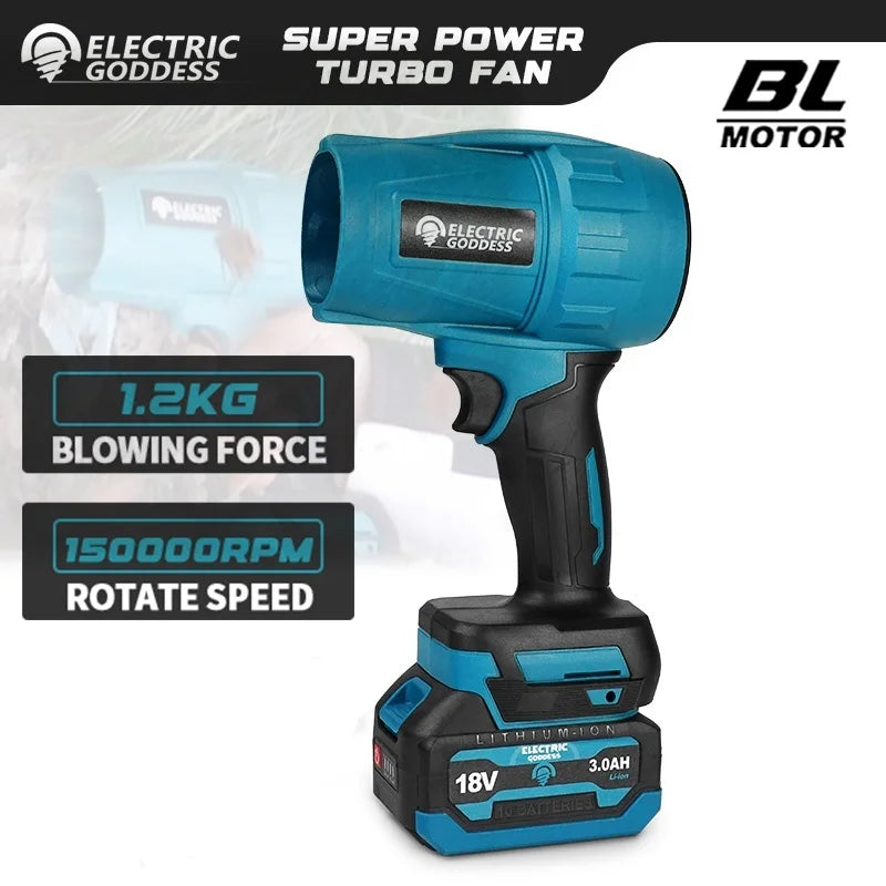 Electric Goddess Brushless Cordless Electric Air Blower Turbo Jet Fan Handheld Dust Blowing Tool For Makita 18V Battery Pin