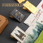 1PC Deluxe Vintage Brass Clip Heavy Metal Binder Paper Clamps Double-sided Pattern for Office Kitchen, Drawing Board, Art Crafts