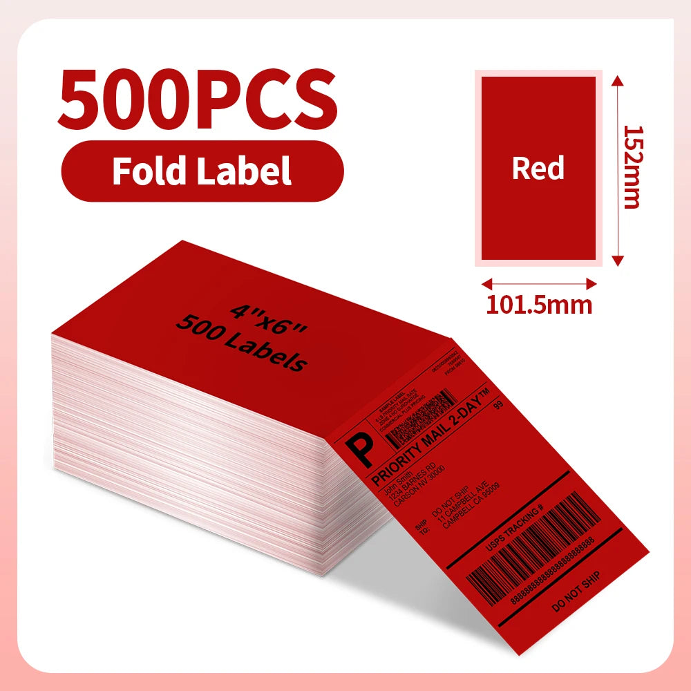 Phomemo 241BT 246S Thermal Label Printer Paper 100x150mm Fan-Fold Labels Shipping Supplies for Package Adress Business