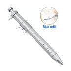 Vernier Caliper Pen Metric mm Ballpoint Stationery Blue Black Refill Student Plastic Measure Piston Tool Micrometer Ruler 100mm