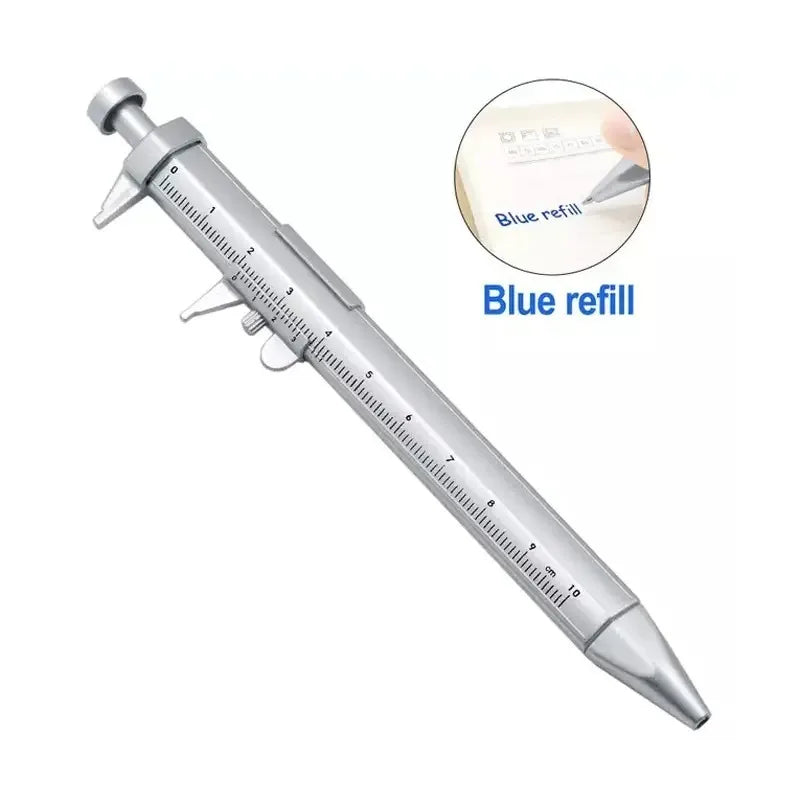 Vernier Caliper Pen Metric mm Ballpoint Stationery Blue Black Refill Student Plastic Measure Piston Tool Micrometer Ruler 100mm
