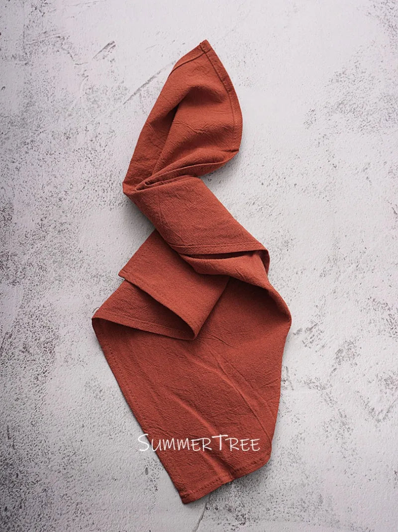 10pcs Napkins 40X40CM Plain Washed Cotton Classic Style Tea Towel Dining Place Mats Home Kitchen Dinner Wedding Settings Decor