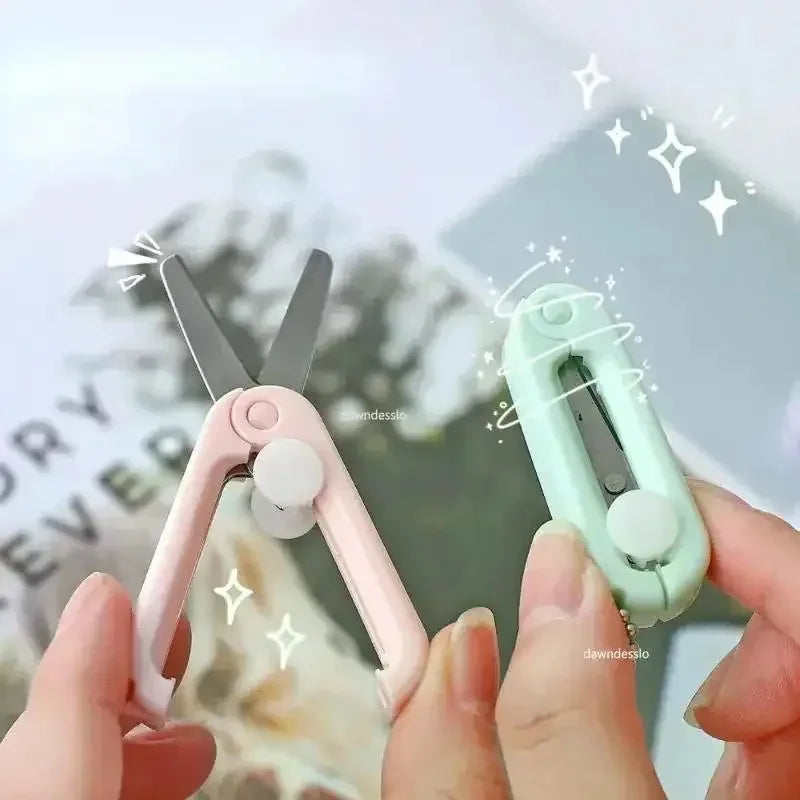 Creative Mini Portable Folding Scissors Morandi Simple Paper-Cutting Art Tool Stationary Scissors Office School Supplies.
