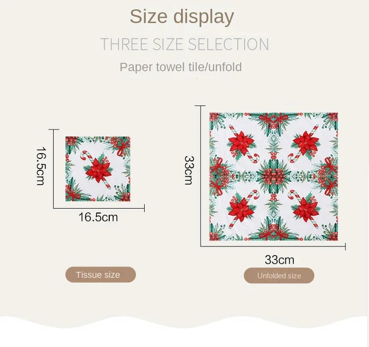 10/20pcs/Pac 33*33cm 2-Ply Colourful Printed Christmas Tree Printed Tissue Paper Christmas Birthday Party Table Decoration Paper