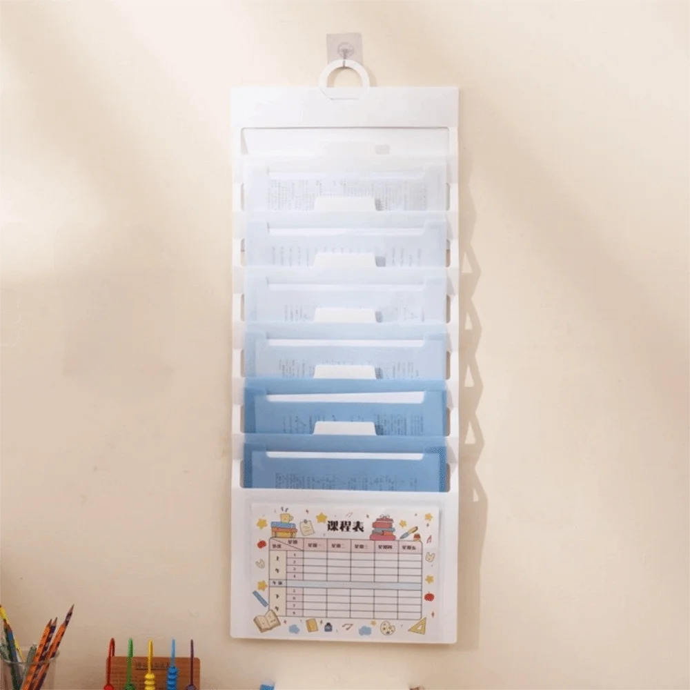 6 Pockets Hanging File Folders Wall Mounted Large Capacity Expandable Accordian Pockets Multi-color File Organizer Magazine