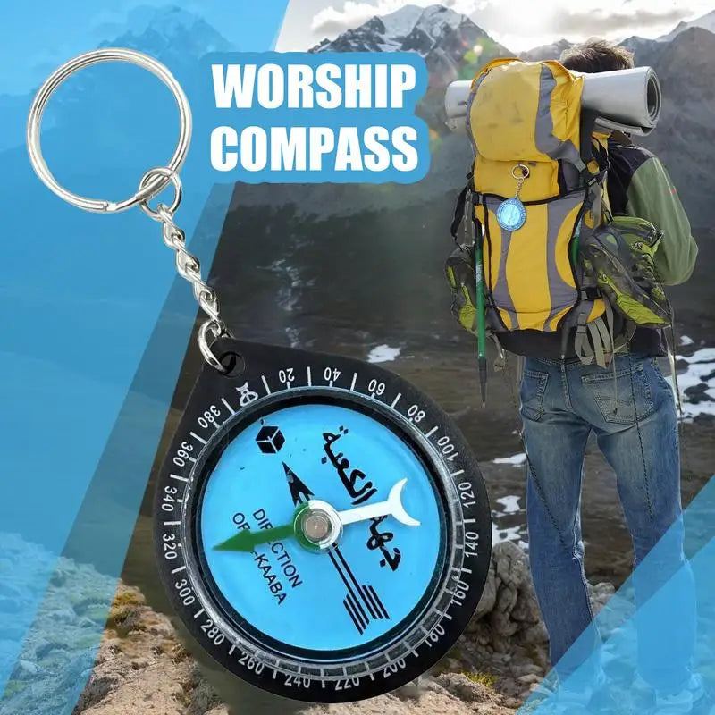 Muslim Qibla Compass Portable Outdoor Compasses For Hiking Direction Eid Pray Keychain Decor For Camping Mountaineering Hiking