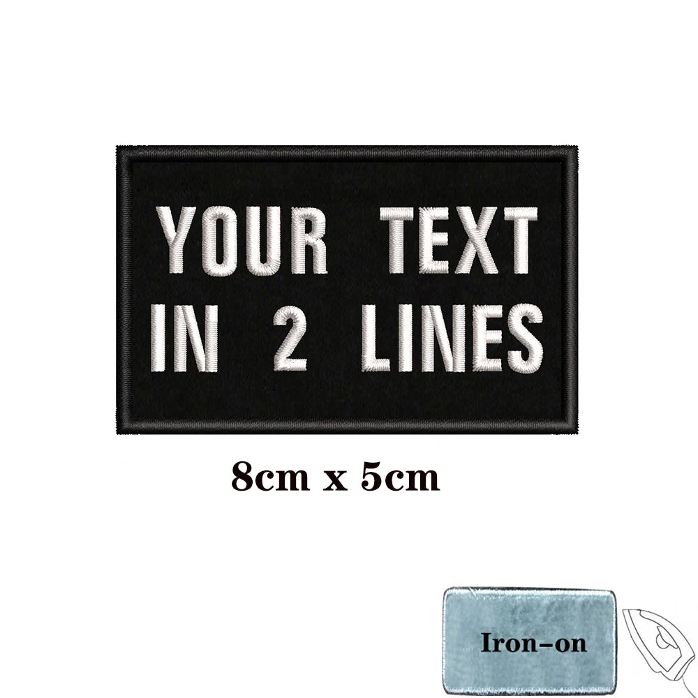 1PC Custom Name Embroidery Patch Stripes Badge Iron On Or Hook Loop 10X2.5CM,8X5CM,10X4CM, 8X2.5CM,12X2.5CM,15X5CM,20X7CM,black