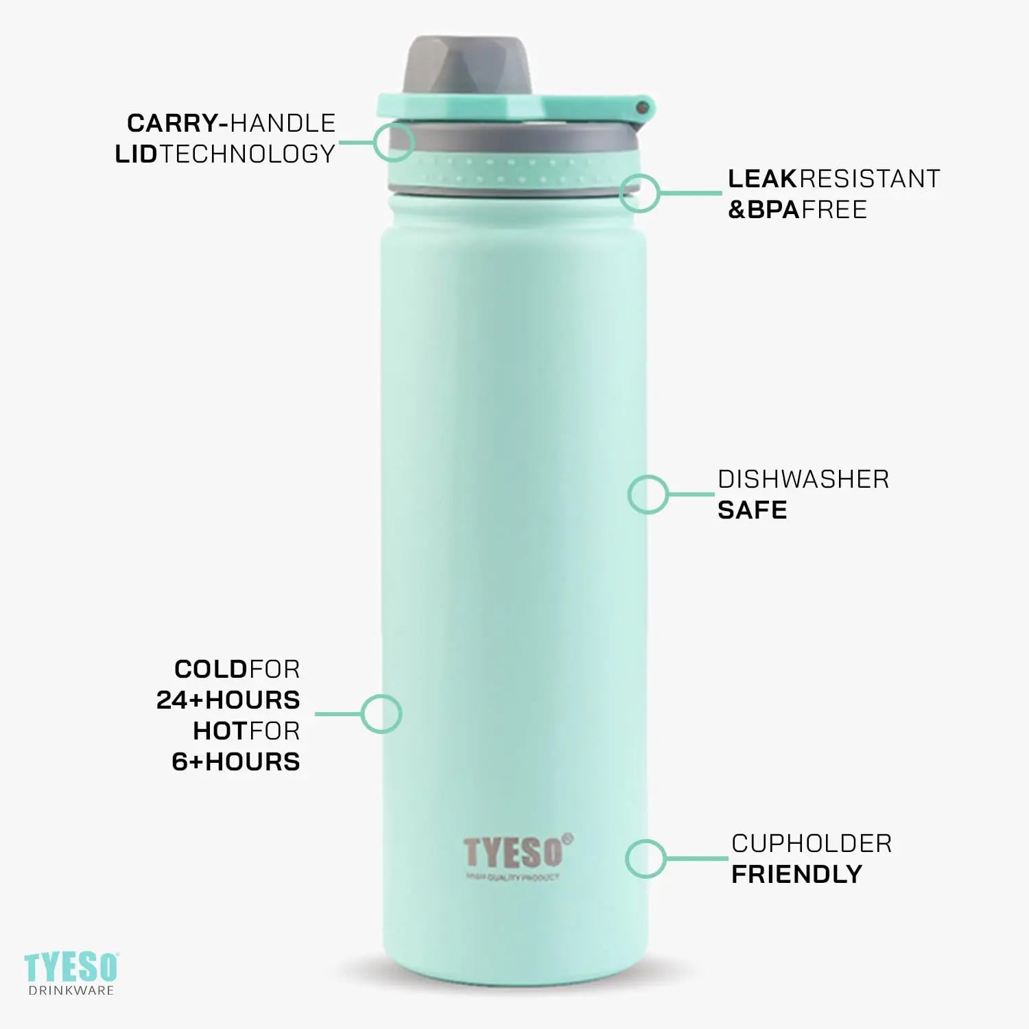 Tyeso 750ML Stainless Steel Thermos Bottle Vacuum Flask Travel Cup Insulated Water Bottle Sport Thermal Cup Mug Hot Cold Mug