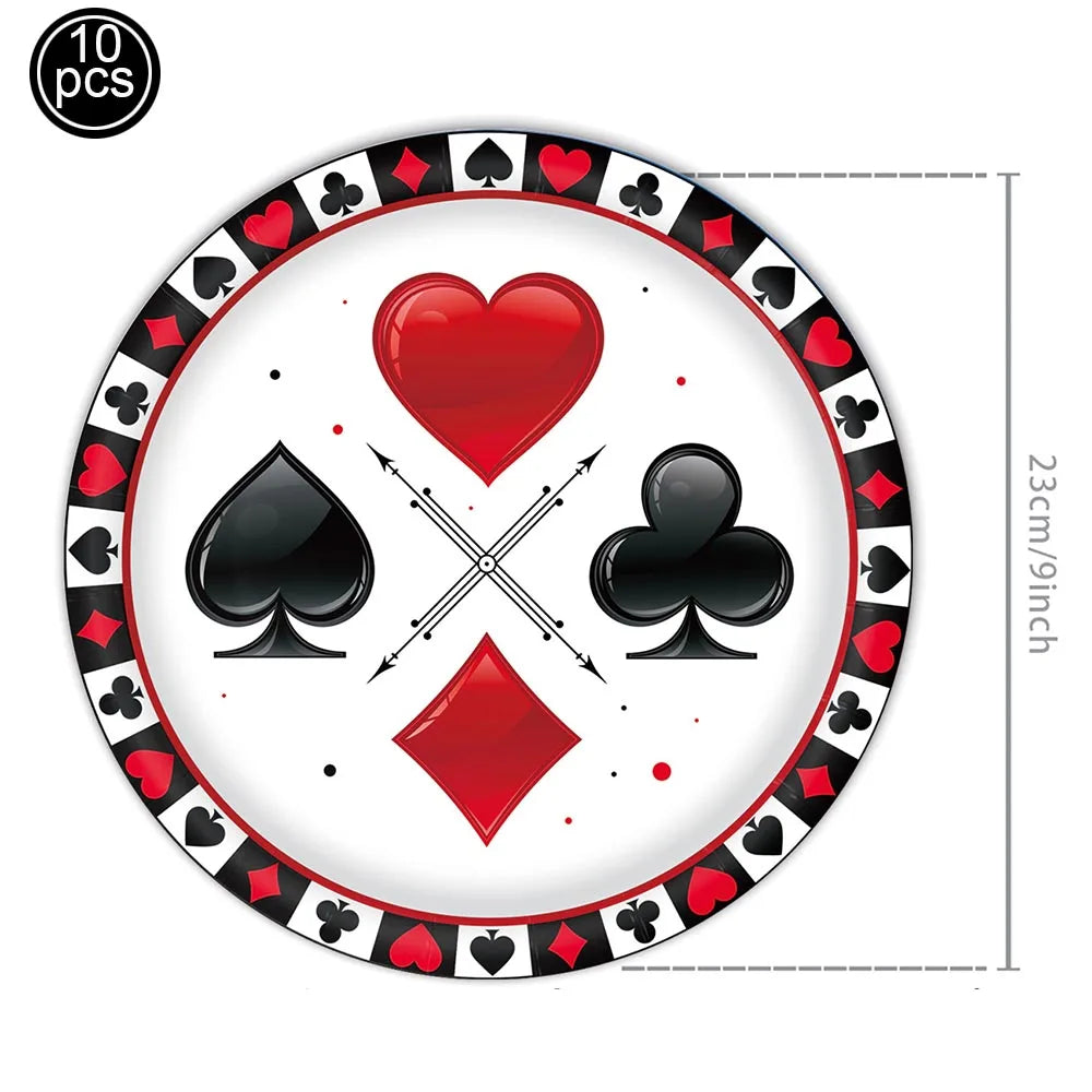 Casino Party Supplies for Men/Adults Poker Paper Plates Cups Napkins Straws for Poker Night Las Vegas Party Decorations