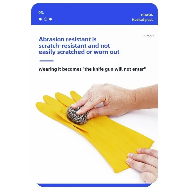 Natural Latex Gloves,Rubber,Household Kitchen Dishwashing And Laundry Car Wash,Thickened Acid And Alkali Resistant Latex Gloves