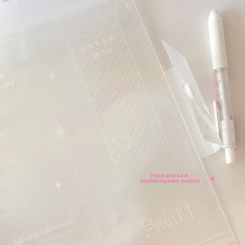 Ins A5 Loose-Leaf Binder Organization Cherry/Angel Wing Transparent Clear Album Organizer Cover for Kpop Photo Cards Collection