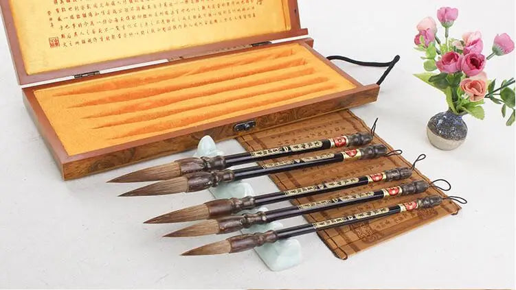 Calligraphy Brush Pen with Gift Box Traditional Chinese Painting Calligraphy Brushes Set Mixed Hair Regular Script Brush Art Pen