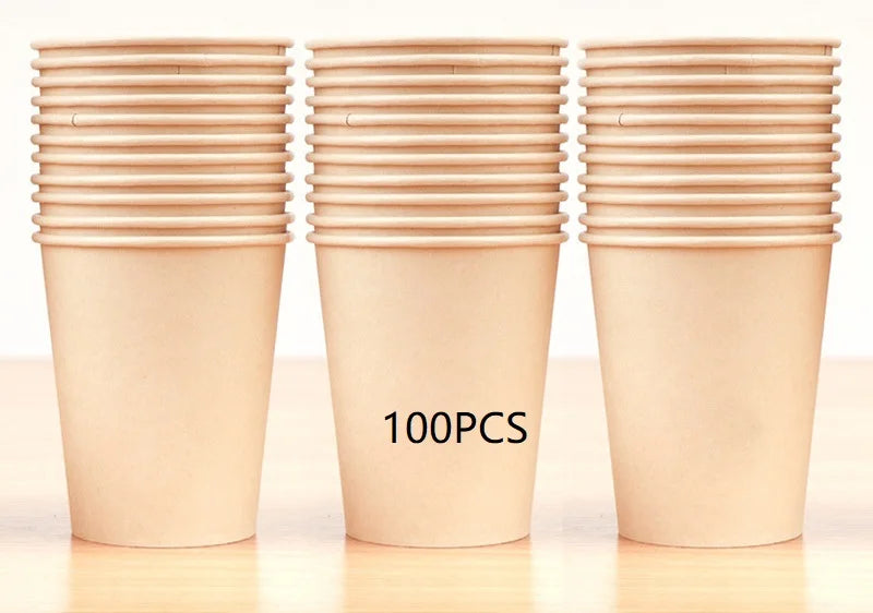 8 oz Bamboo Fiber Paper Cups Brown Kraft Disposable Coffee Cups Unbleached Cups for Hot/Cold Beverage Party Picnic Travel Events