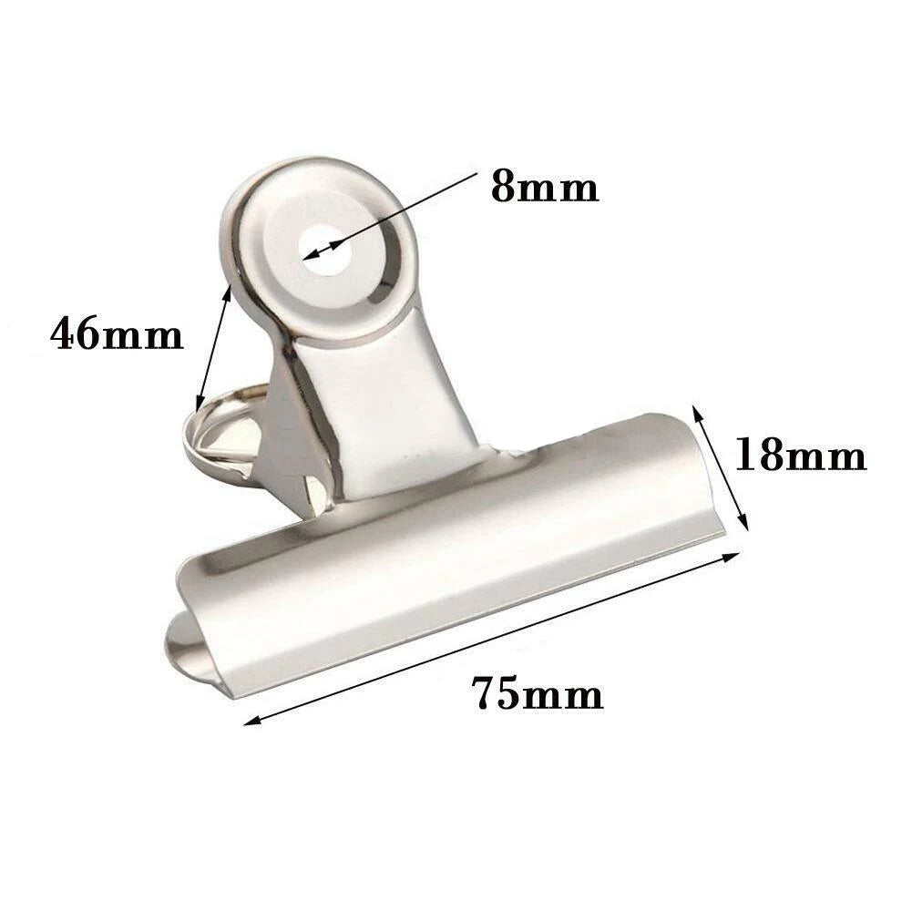 Stainless Steel Bulldog Clips Metal Office Paper Clip Binder Grip Clamp 75mm