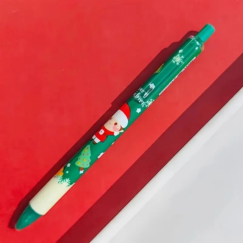 15/30pcs Christmas 0.5mm Gel Pen, Snowman Reindeer Santa Claus Print Decorative Office School Click-Type Signature Writing Gift