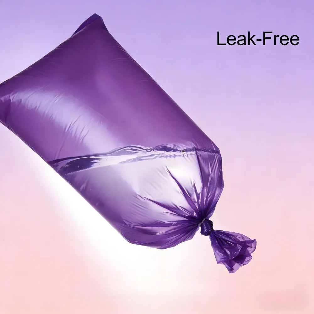 5 Rolls (100 Count) Purple Leak-Proof and Odor-Blocking Trash Bags – Extra-Large, Thick Plastic Bags