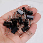 10-20pcs Paper Clip 19/25mm Foldback Metal Binder Clips Black Grip Clamps Office School Stationery Paper Document Clips