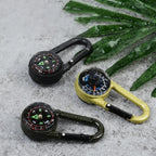 1 Pc Compass Thermometer Carabiner 3 in 1 Mini Compass Carabiner Clip Outdoor Hiking Survival Key Ring Double Sided Metal