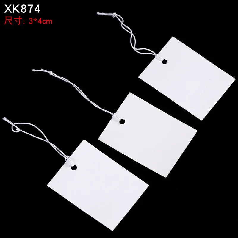100pcs Jewelry and Jewelry Small Tags DIY Blank Hanging Rope Small Hang Tags Cowhide Elastic Thread Hanging Tags Price Tag
