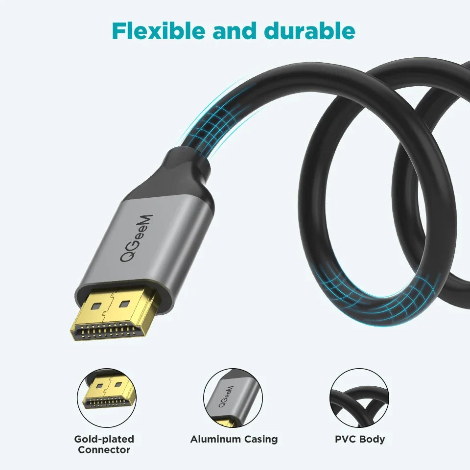 QGeeM 8K HDMI Cable HDMI 2.1 Wire for Xiaomi Xbox Serries X PS5 PS4 Chromebook Laptops 120Hz HDMI Splitter Digital Cable Cord 4K
