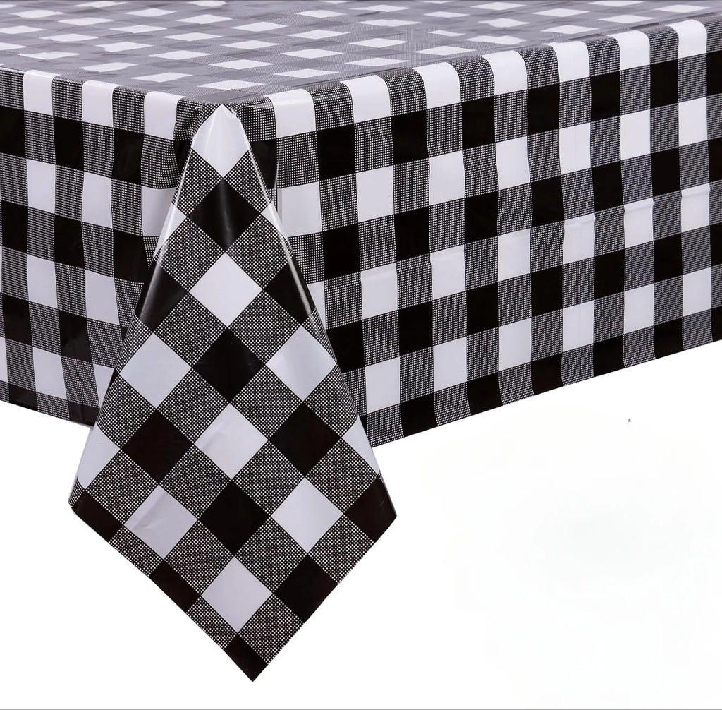 Retro Pink Gingham Tablecloth 54"x108"| Heavy-Duty Waterproof Plastic for Picnics&Coffee Shop Decor |  Party Backdrop