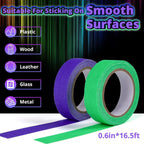 Whaline 6 Colors Neon Gaffer Cloth Tape Set Fluorescent Rainbow UV Blacklight Tape for UV Parties And Events