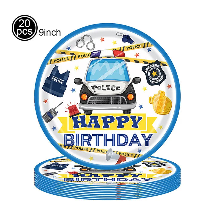 Police Party Plates Napkins Police Birthday Party Tableware Set Police Officer Car Party Decorations Favors Police Theme Party