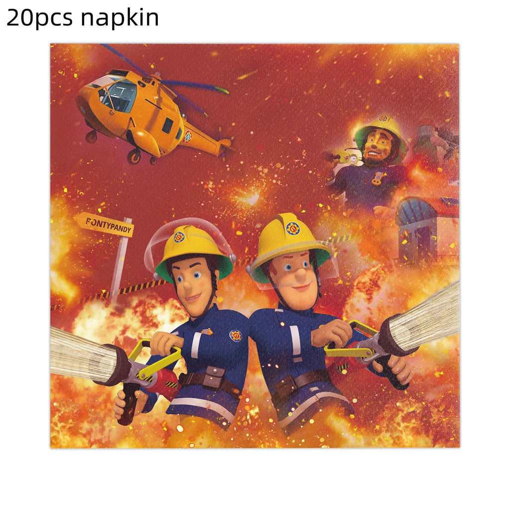108*180cm Fireman Sam Party Supplies Disposable Tablecloth Firefighter Plastic Table Cover Fire Truck Birthday Decoration