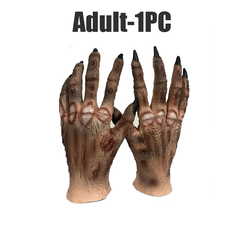 Mummy Hand Latex Gloves for Halloween Easter Costume Lifelike Zombie Prop for Adults Children Party Favor Spooky Dress-Up